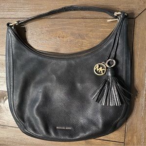 Michael Kors Pebbled Leather Medium Shoulder Bag Black